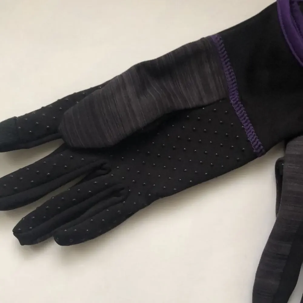 NWOT Black Light Gloves with Purple Trim